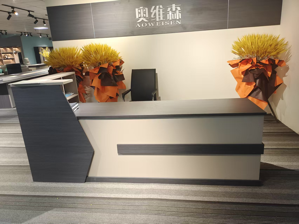 RECEPCION ALSEN COLOR GRIS OSCURO CON CAQUI(140*60*110CM)