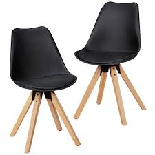 SILLA FERGIE - ASIENTO NEGRO Y PATAS MADERA NATURAL