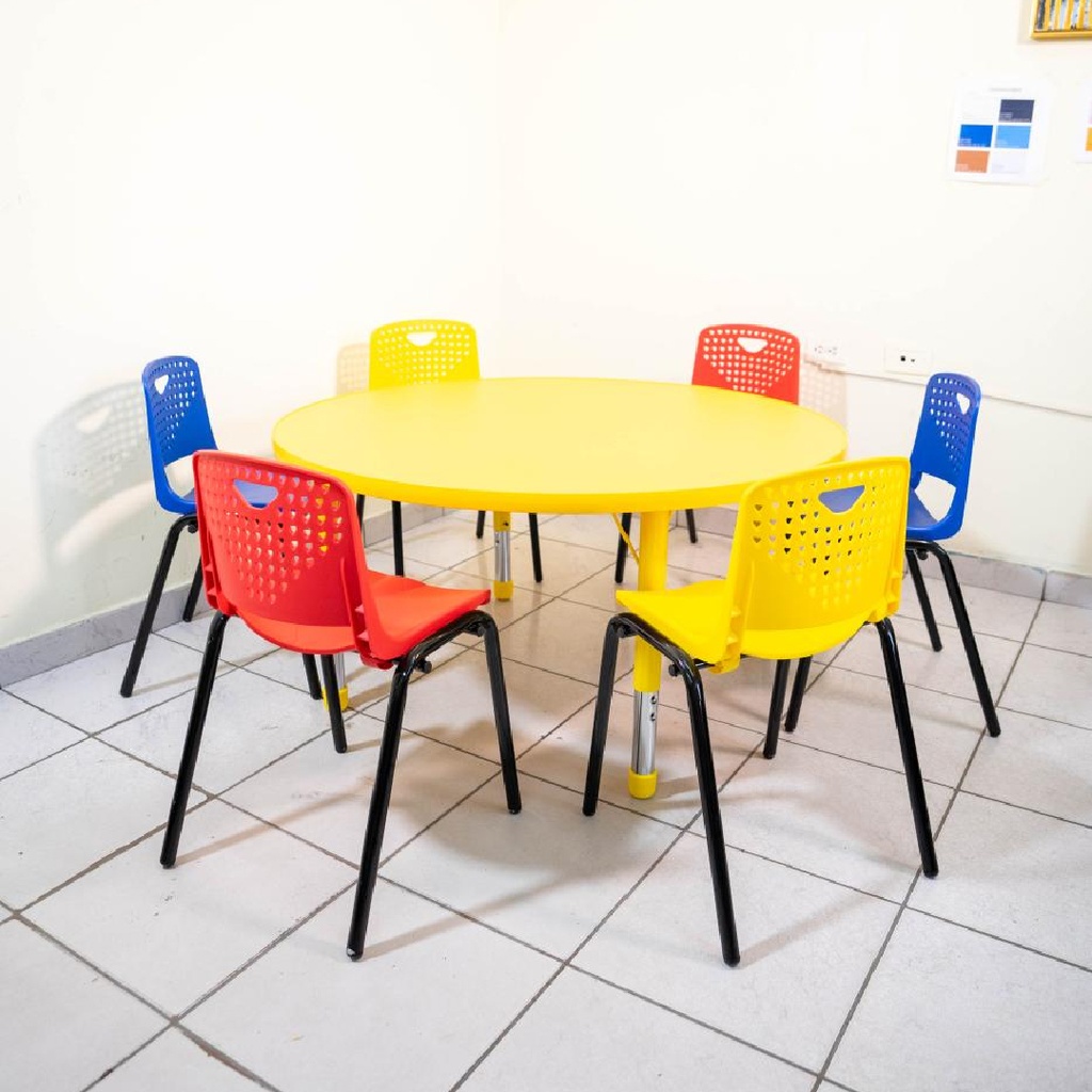 MESA KINDER PLASTICA REDONDA DE 40´´ ALTURA AJUSTABLE MAXIMO 24_ COLOR AMARILLA.jpg