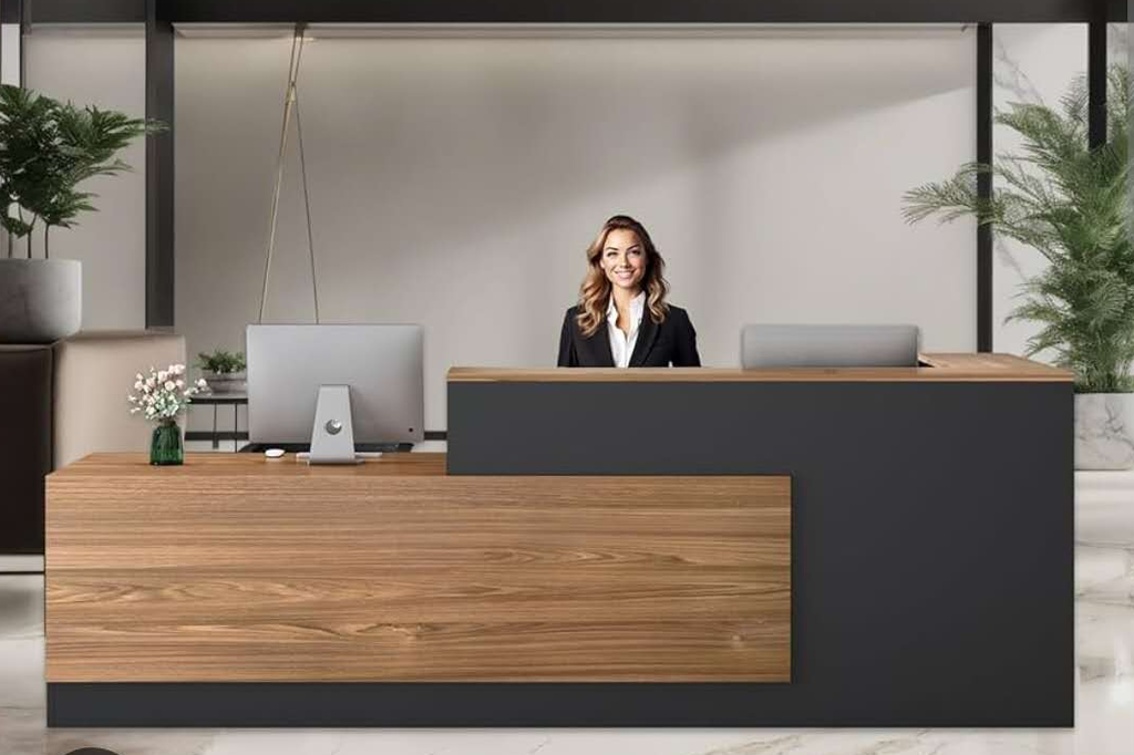 RECEPCION ORION ROBLE CON GRIS (240*60*100CM)