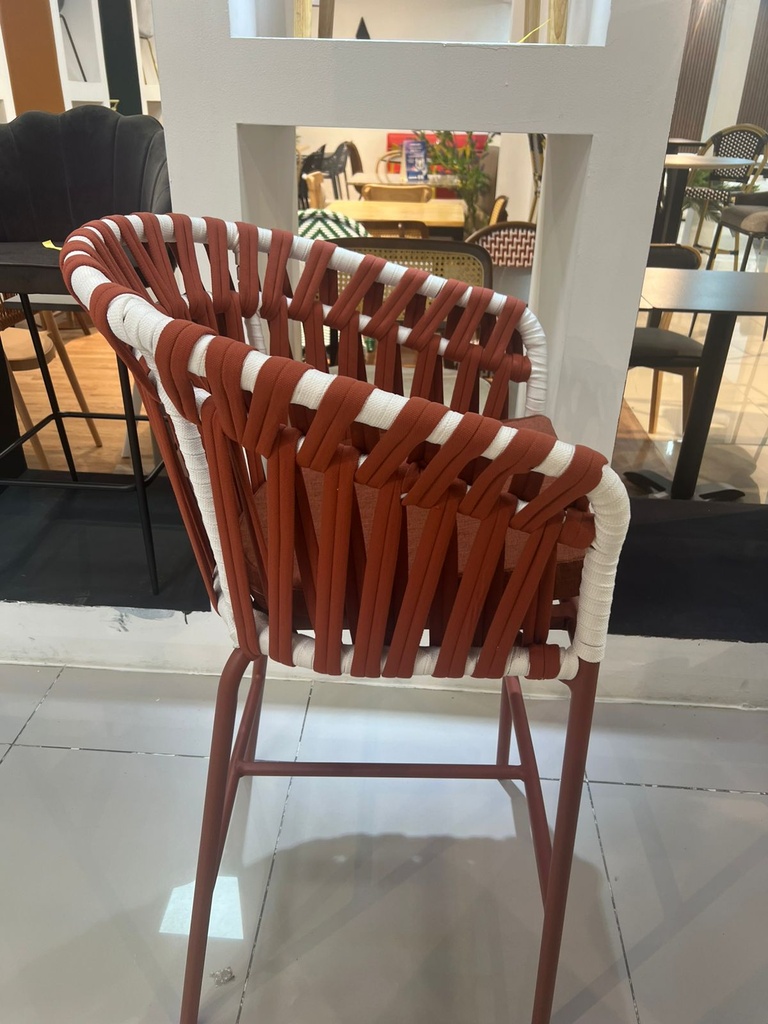 SILLA BAR TROY COJIN ROJO CON RATTAN ROJO(68*58*105CM)
