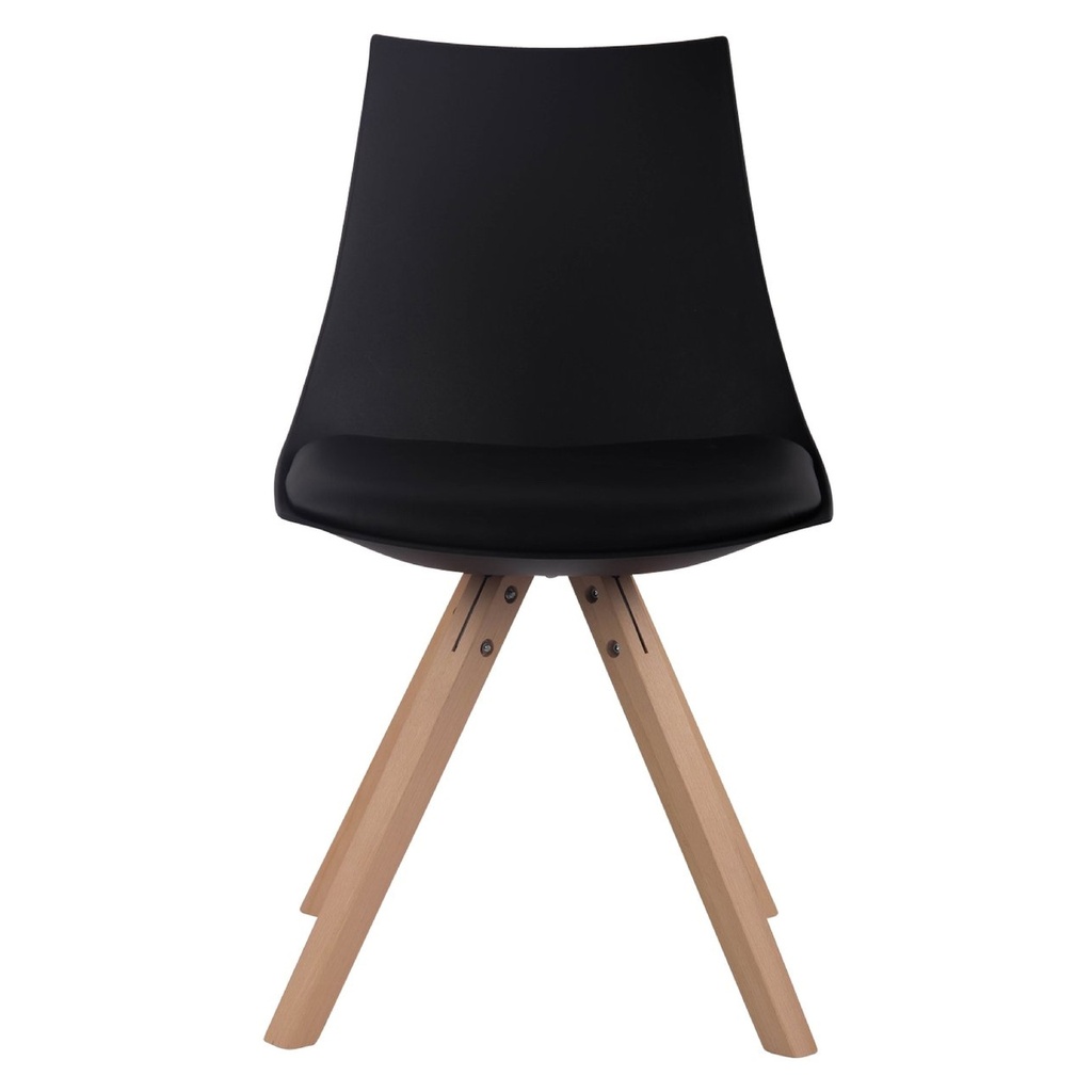 SILLA FERGIE - ASIENTO NEGRO Y PATAS MADERA NATURAL-PP