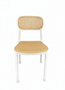 SILLA CROSS #2 COMEDOR SIN BRAZOS BLANCA CON AMARILLO