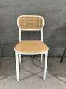 SILLA CROSS #2 COMEDOR SIN BRAZOS BLANCA CON AMARILLO