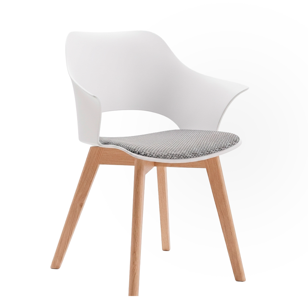 SILLA COMEDOR NEO  BLANCO Y PATA MADERA(52*60*78CM)-PP