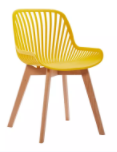 SILLA COMEDOR VENICE AMARILLA Y PATA MADERA(54.5x51x82.5CM)