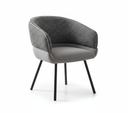 SILLA COMEDOR KIARA GRIS OSCURO Y CLARO,PATAS NEGRO(60x60x76CM)-UPH