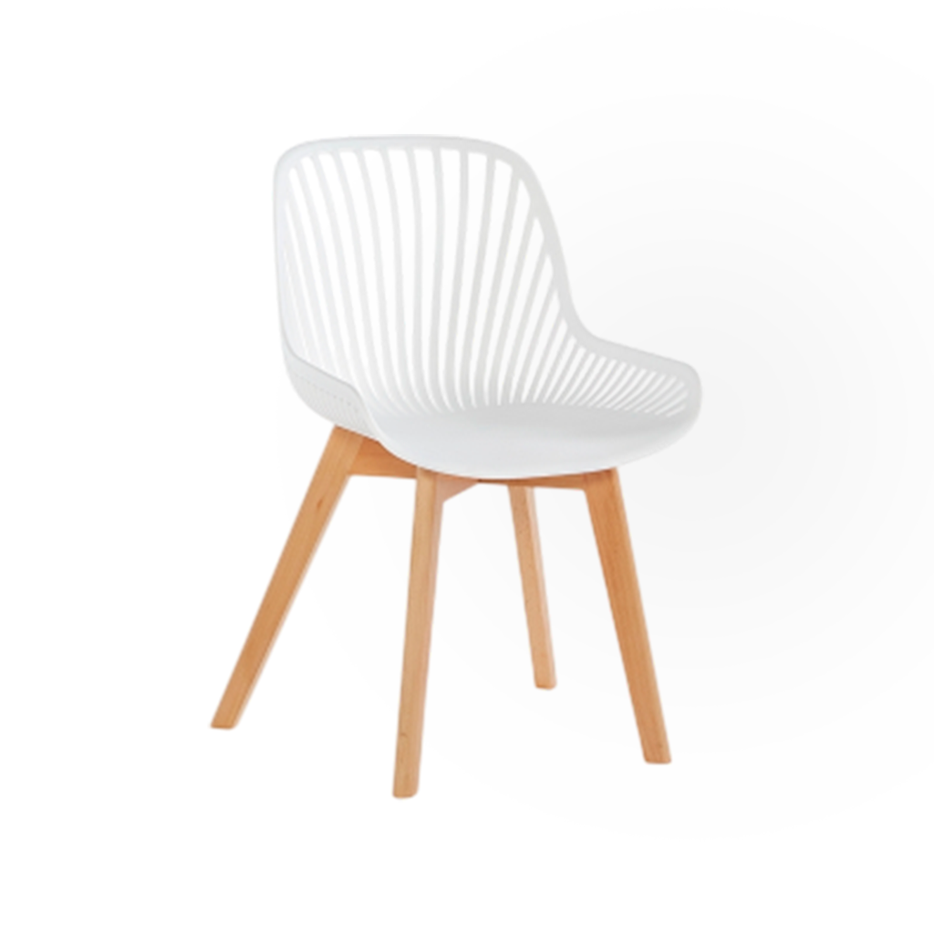 SILLA COMEDOR VENICE BLANCO Y PATA MADERA (54.5x51x82.5CM)-PP
