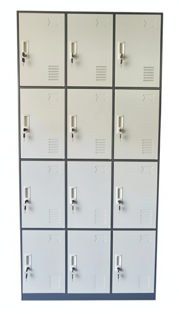 LOCKER DE 12 ESPACIOS BLANCO Y GRIS CLARO(180*90*40CM)