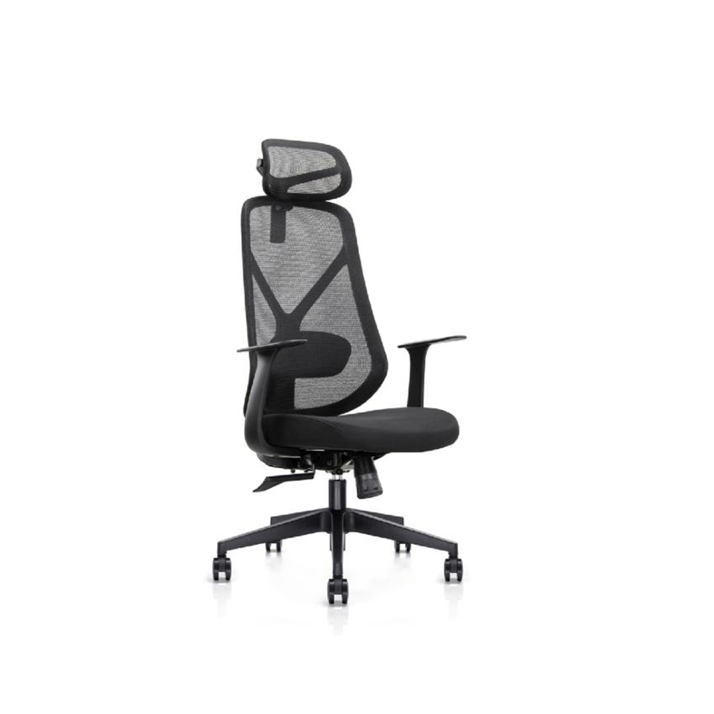 [624301] SILLA DE OFICINA EJECUTIVA NOLAN 6243A CON CABECERA (RESPALDO NEGRO, ASIENTO NEGRO)-++