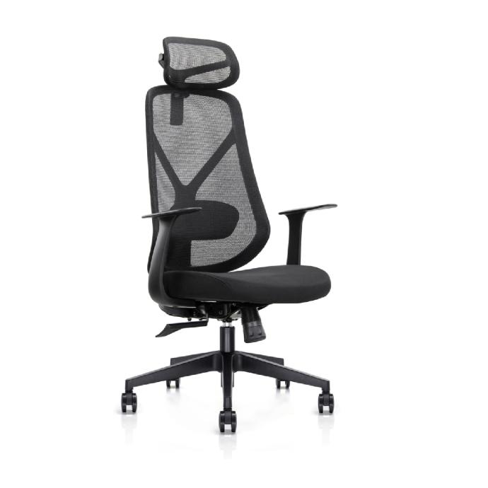 SILLA DE OFICINA EJECUTIVA NOLAN 6243A CON CABECERA (RESPALDO NEGRO, ASIENTO NEGRO)