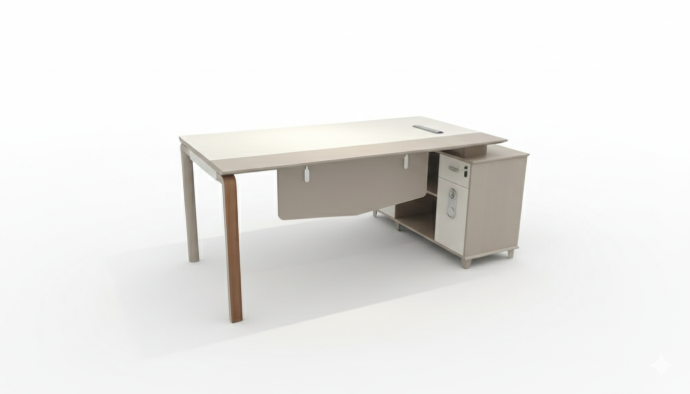 ESCRITORIO EJECUTIVO SORIN CAQUI CON BLANCO (MD) (160*160*75CM)