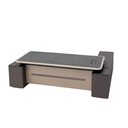 ESCRITORIO EJECUTIVO ALSEN BEIGE Y GRIS (240*180*75CM)