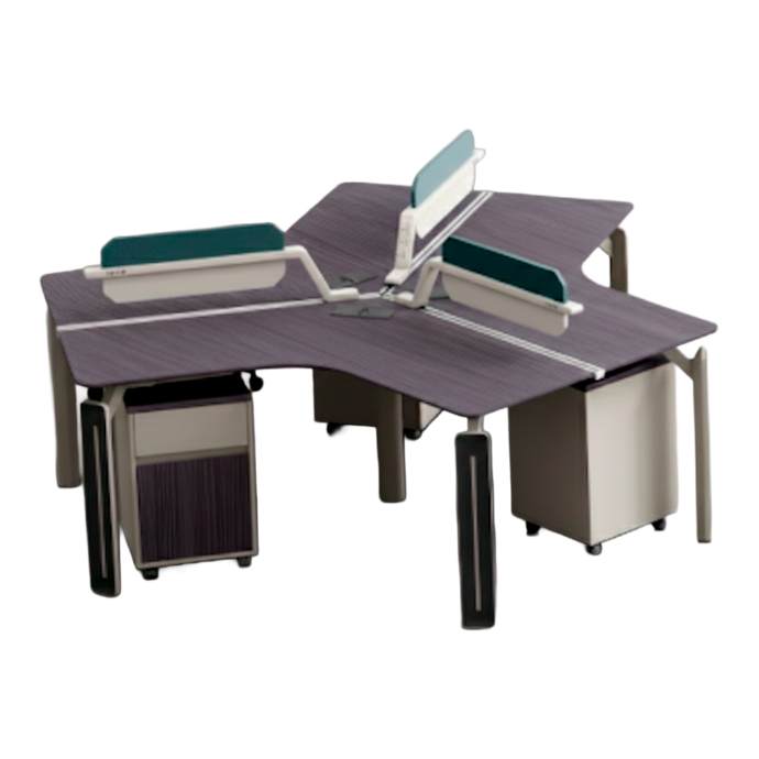WORKSTATION DE 3/P ALSEN GRIS OSCURO Y CAQUI(210*210*105CM)