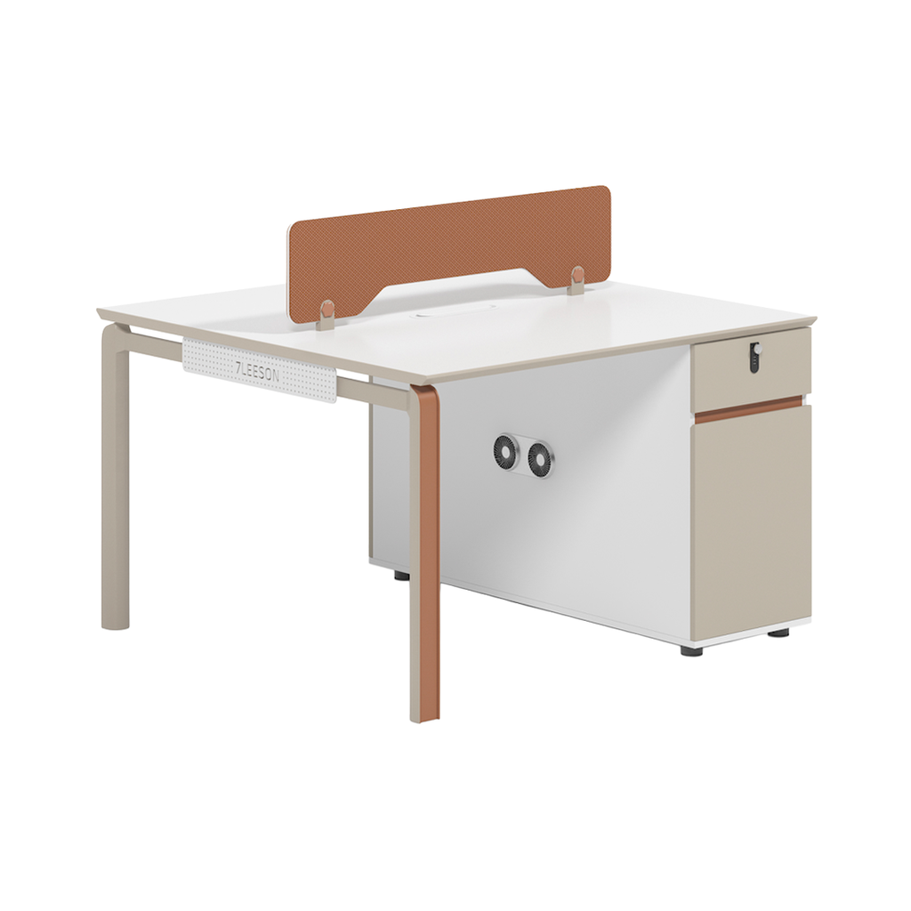 WORKSTATION DE 2/P SORIN #2 CAQUI CON BLANCO(120*120*75CM)