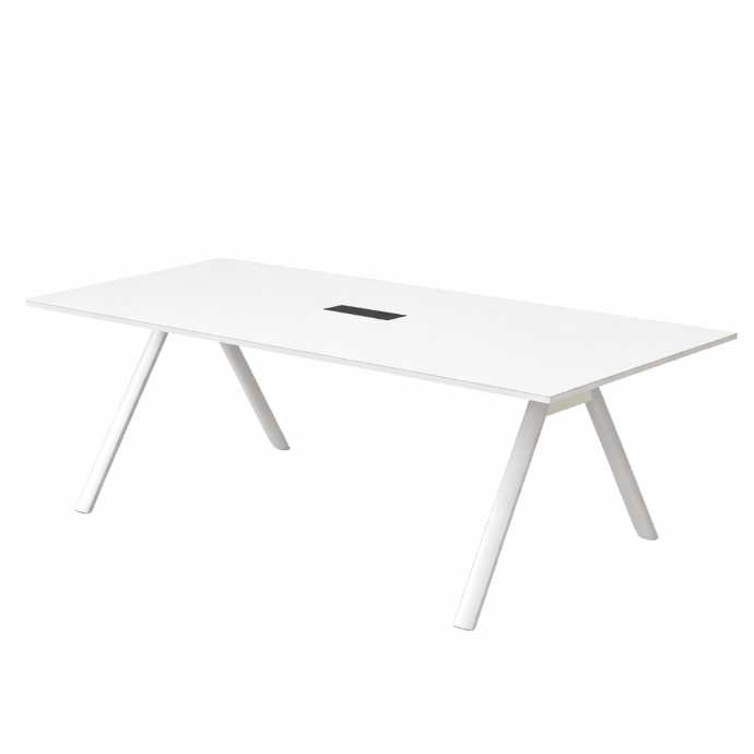 MESA DE CONFERENCIAS VORTEX  BLANCO Y GRIS(240*120*75CM)