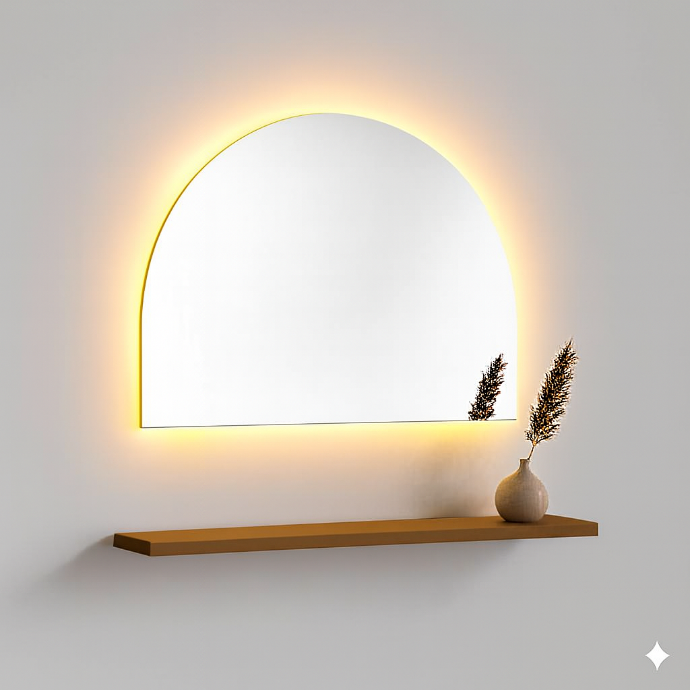 ESPEJO MEDIA LUNA LED DORADA 90x180CM