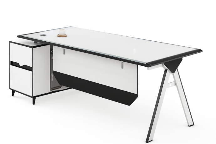 ESCRITORIO EJECUTIVO PETER DE CRISTAL BLANCO CON GRIS(160*80*75CM)