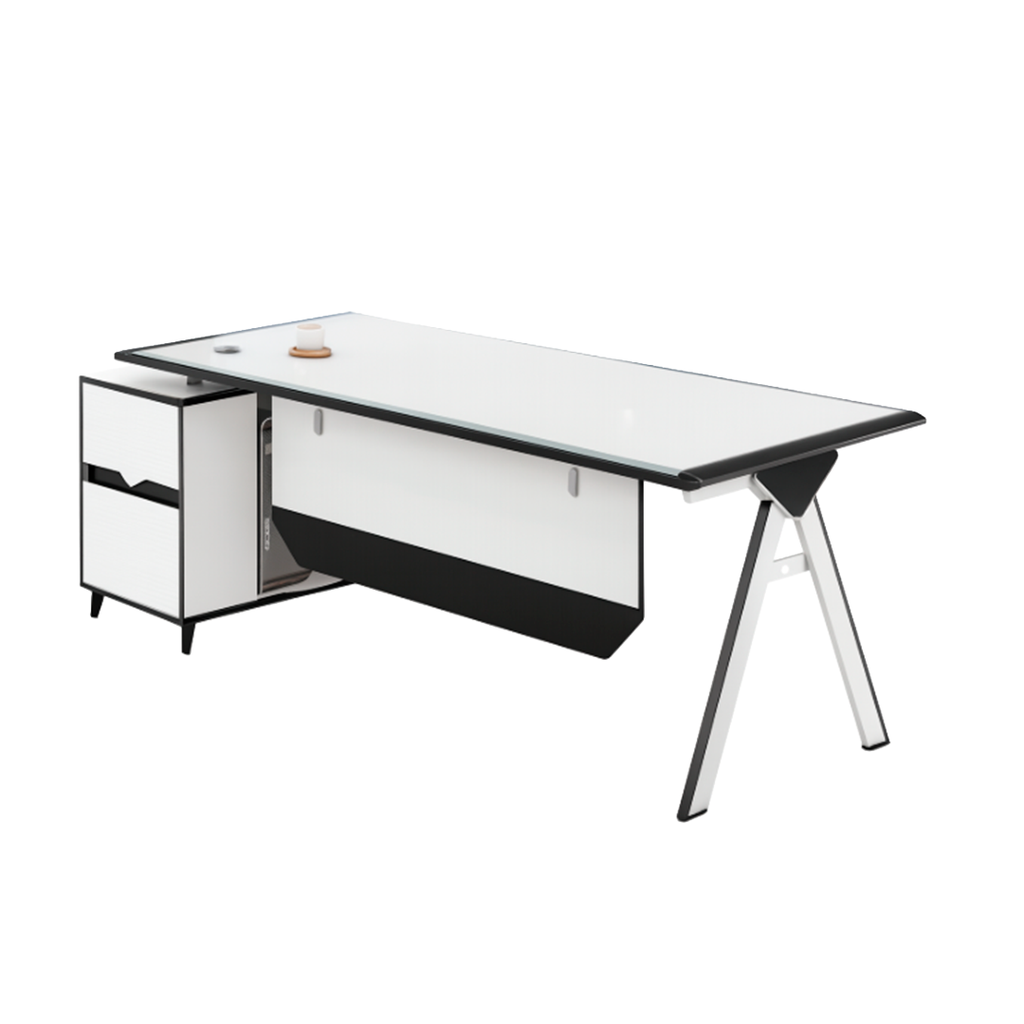 ESCRITORIO PETER DE CRISTAL BLANCO CON GRIS(140*70*75CM)