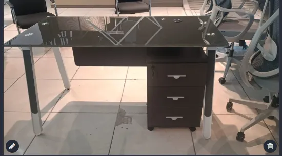 [AOM03] ESCRITORIO MASON DE VIDRIO NEGRO (140*70*75CM)