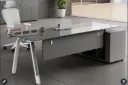 ESCRITORIO EJECUTIVO MASON DE CRISTAL GRIS (160*80*75CM)