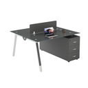 WORKSTATION DE 2/P MODELO MASON TOP DE VIDRIO NEGRO (120*120*75CM)