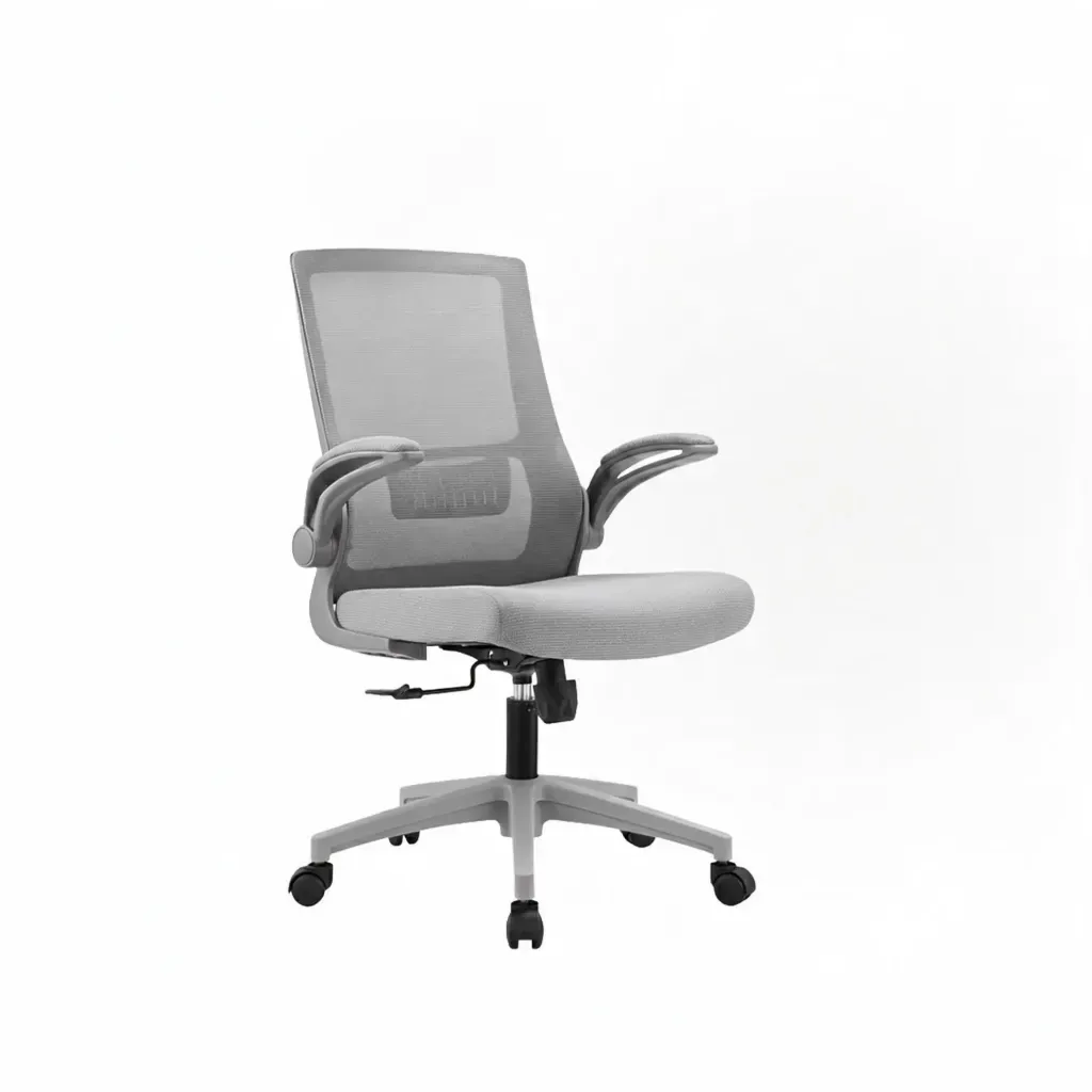 SILLA DE OFICINA 819B-WG MARCO BLANCO MALLA GRIS TELA IMPERMEABLE (60×50×59CM)-OFF