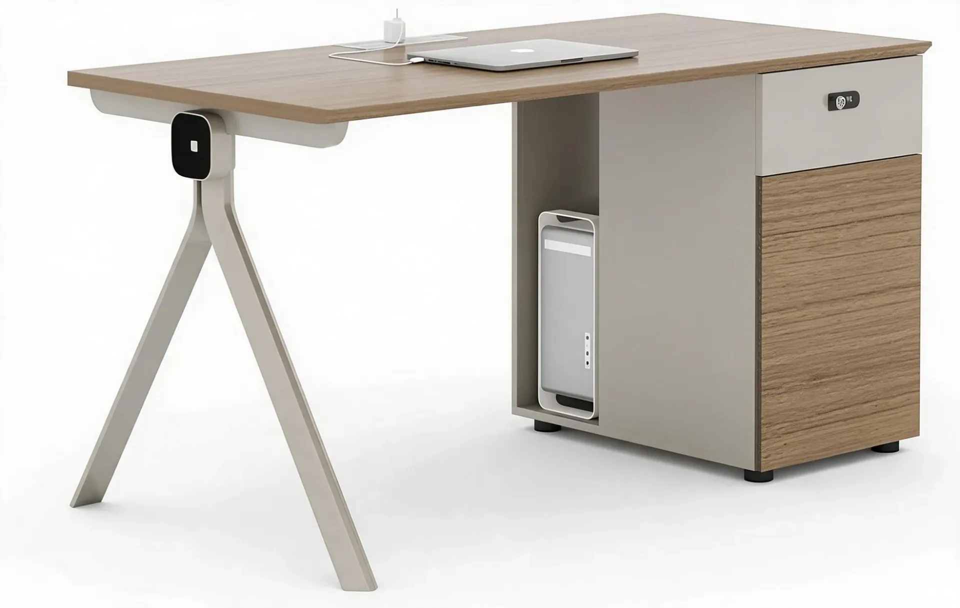 ESCRITORIO KANE SIN DIVISOR COLOR MADERA Y PATAS CAQUI (120*60*75CM)