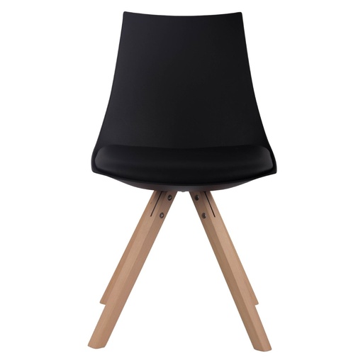 [79856] SILLA FERGIE - ASIENTO NEGRO Y PATAS MADERA NATURAL