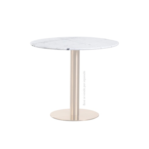 [8030] PLATAFORMA DE PIEDRA REDONDA DE 30" BLANCO CON ORILLA DORADO