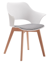 [YWJ-6692] SILLA COMEDOR NEO  BLANCO Y PATA MADERA(52*60*78CM)