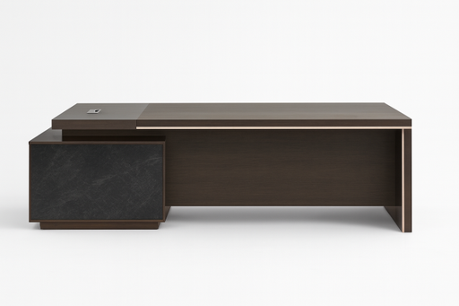 [OFCS25] ESCRITORIO EJECUTIVO  LINKEDIN #2 CAFÉ Y GRIS(2.40x2.00x0.75M) (MB)