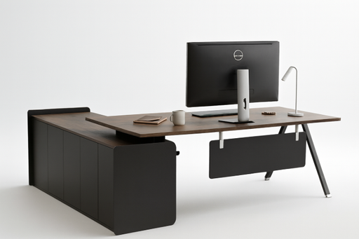 [ODFC18] ESCRITORIO EJECUTIVO MARLON #1 CAFÉ Y GRIS(200x160x75CM) (MB)