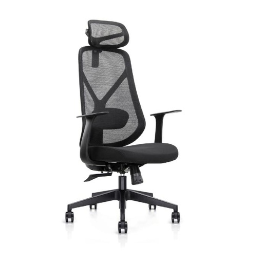 [624301] SILLA DE OFICINA EJECUTIVA NOLAN 6243A CON CABECERA (RESPALDO NEGRO, ASIENTO NEGRO)
