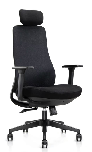 [6249A] SILLA DE OFICINA EJECUTIVA CASSIAN CON CABECERA（TODA NEGRA）