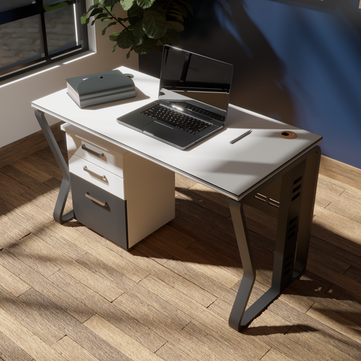 [ODFC34] ESCRITORIO SM140 PLATAFORMA BLANCO Y PATAS NEGRO (120x60x75CM)