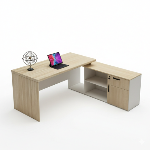 [ODFC35-RC] ESCRITORIO EJECUTIVO EN L RONALD COLOR ROBLE CLARO (160x160x75CM) (MB)