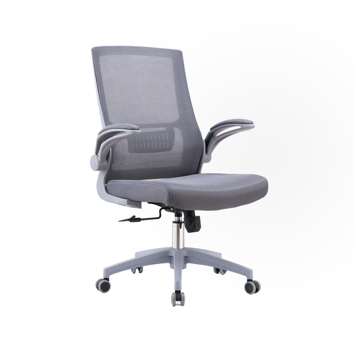 [819B-WG] SILLA DE OFICINA 819B-WG MARCO BLANCO MALLA GRIS(60×50×59CM)-OFF