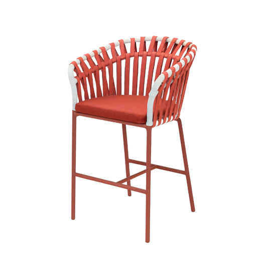 [XY-SB-1] SILLA BAR TROY COJIN ROJO CON RATTAN ROJO(68*58*105CM)