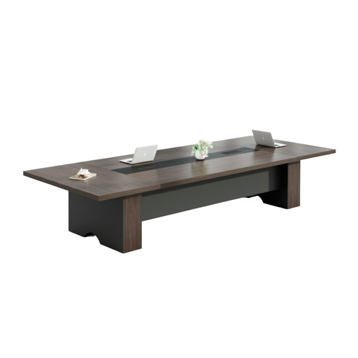 [NIS-013] MESA DE CONFERENCIA LINKEDIN #3 CAFÉ Y GRIS(280x140x750CM)