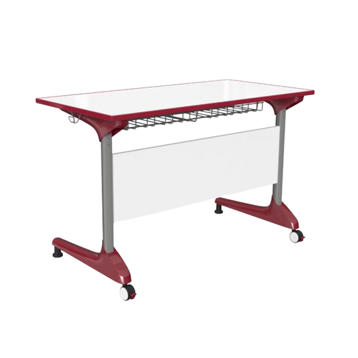 [CS01] MESA MODULAR ESCOLAR BLANCA CON ROJO(140*60*76CM)
